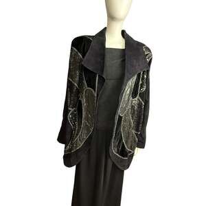 Vintage 80s Judith Ann Creations Neiman Marcus Suede Leather Sequin Butterfly Ja